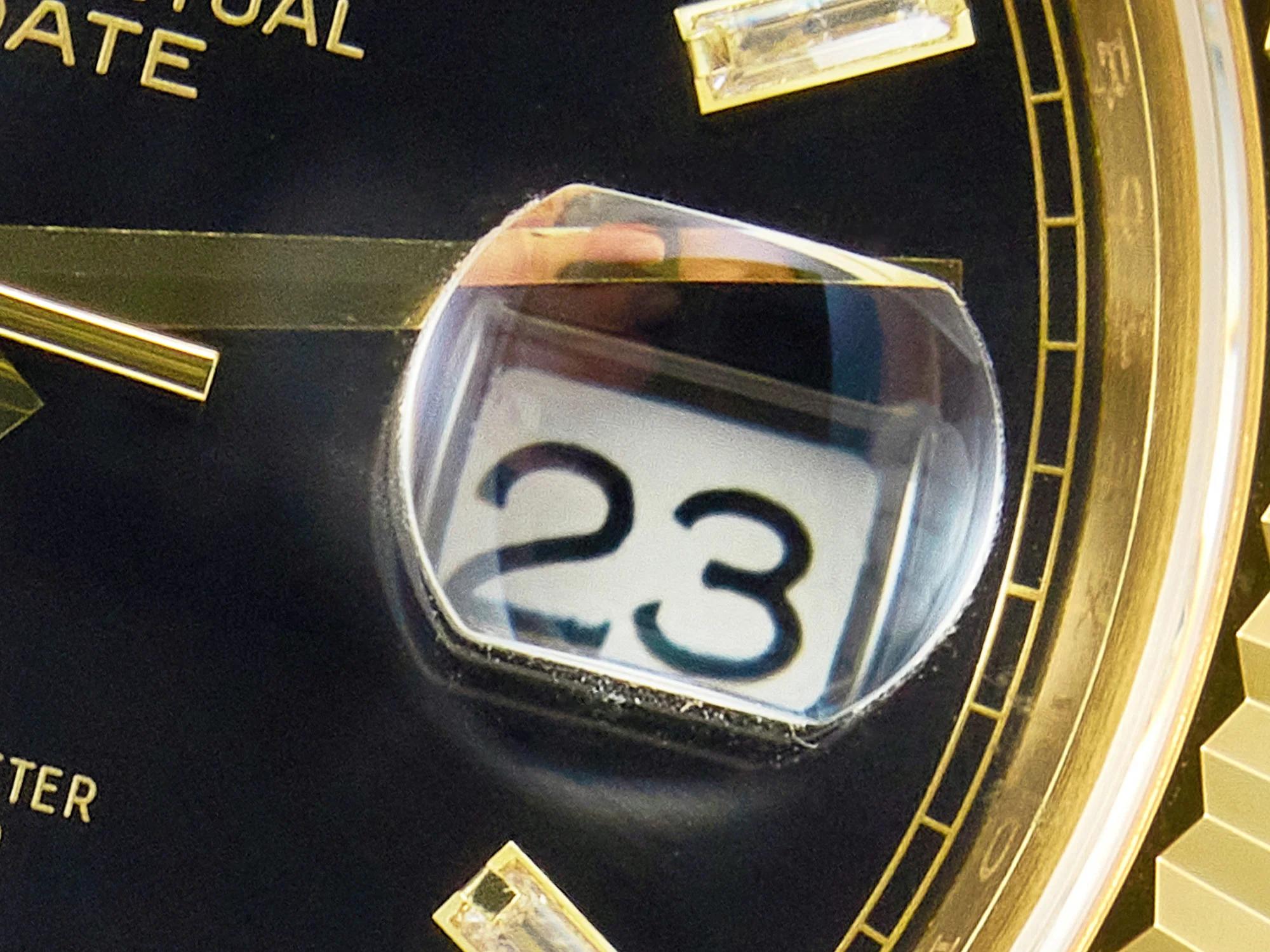 DayDate 40 228238 ARF 904L Steel Black Crystal Diamonds Bezel on President Bracelet VR3255