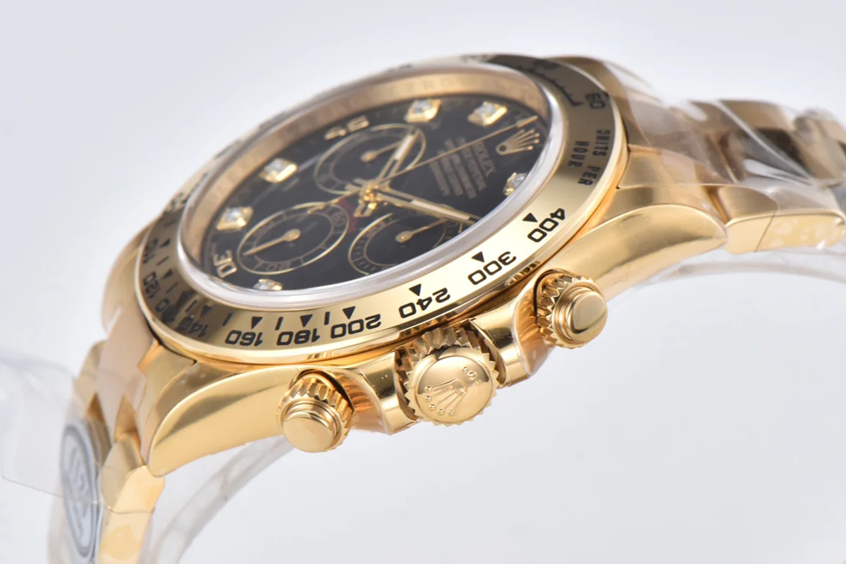 Daytona 116508 Black Dial with Diamond Markers in Yellow Gold