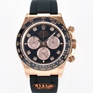 Daytona 126515 QF 1:1 Best Edition Black/RG Diamonds Dial on Oysterflex Strap SH4131 V6（Gain Weight）