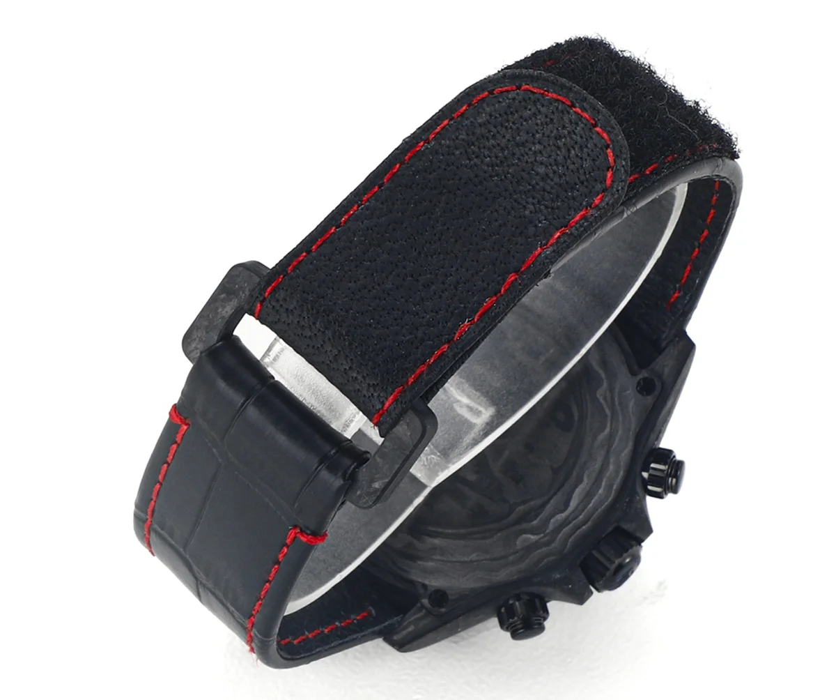 DIW Daytona Rainbow Black Carbon with Leather Rubber Strap