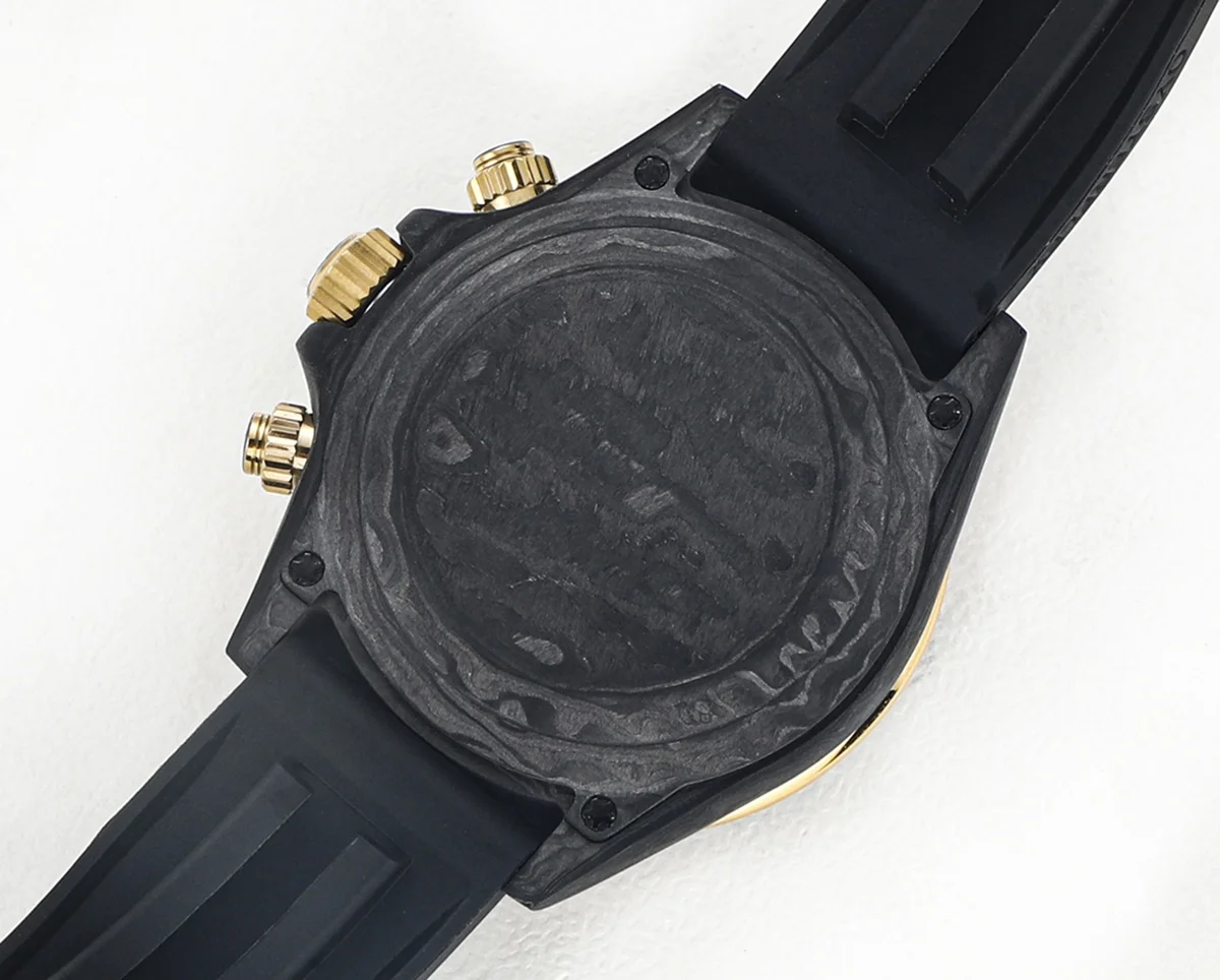 DIW Daytona Rainbow Pink Carbon in Black Rubber Strap
