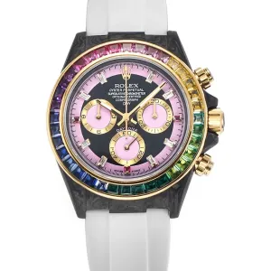 DIW Daytona Rainbow Pink Carbon in White Rubber Strap