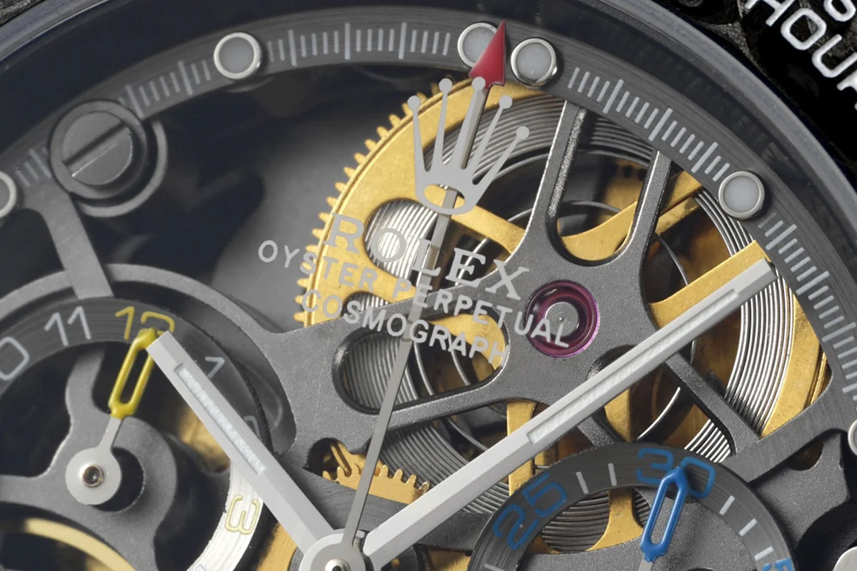 DIW Daytona Skeleton Dial in Carbon on Black Nylon Strap