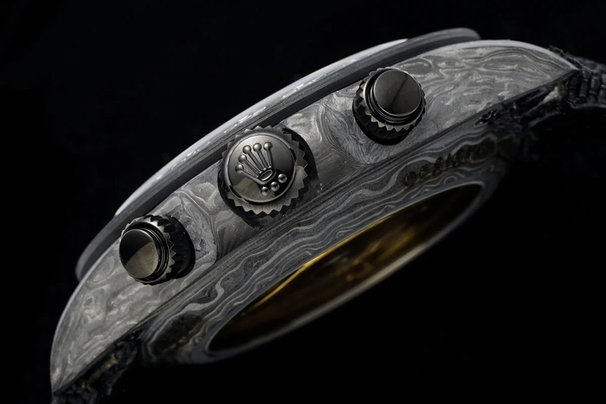 DIW Daytona Skeleton Dial in Carbon on Black Nylon Strap