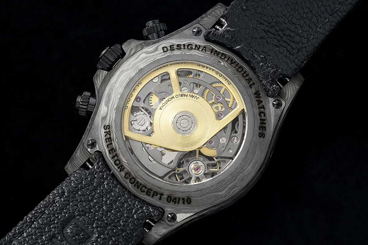DIW Daytona Skeleton Dial in Carbon on Black Nylon Strap