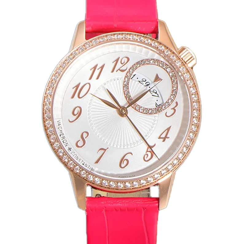 Egerie Muse White Dial in Pink Gold on Pink Leather