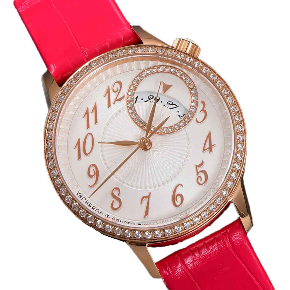 Egerie Muse White Dial in Pink Gold on Pink Leather
