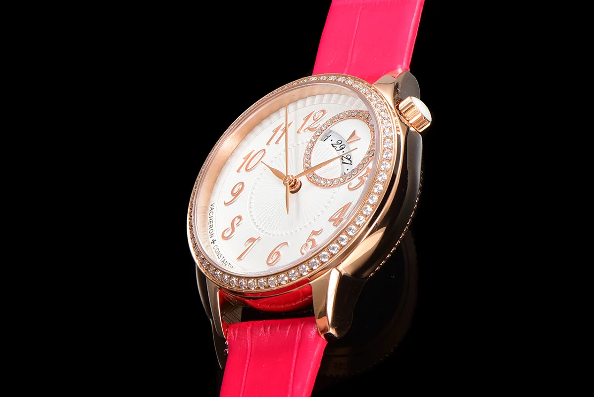 Egerie Muse White Dial in Pink Gold on Pink Leather