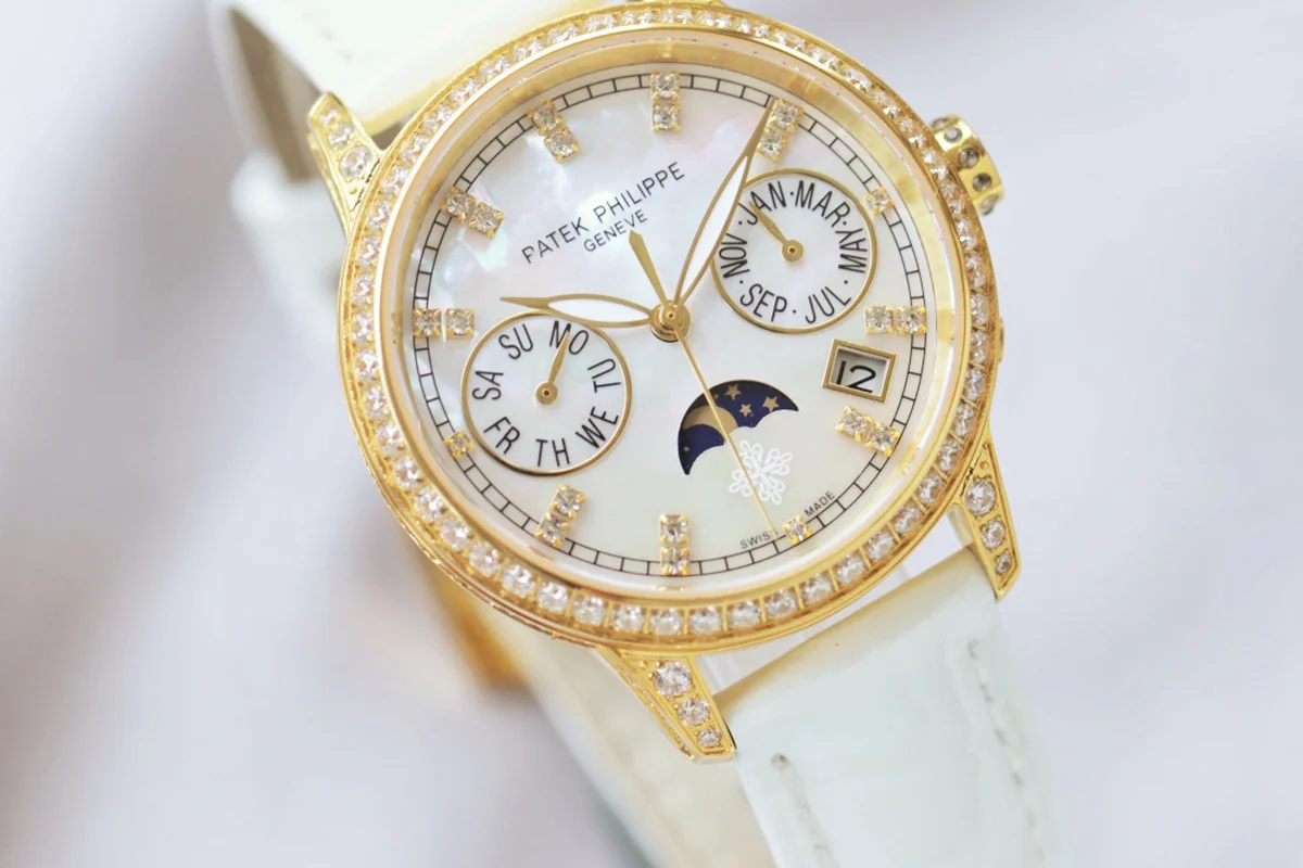 Grand Complications Ladies First Perpetual Calendar with Diamond Bezel in Yellow Gold on Leather Strap on Leather Strap