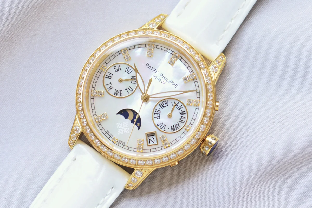Grand Complications Ladies First Perpetual Calendar with Diamond Bezel in Yellow Gold on Leather Strap on Leather Strap