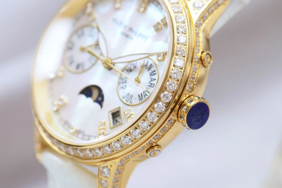 Grand Complications Ladies First Perpetual Calendar with Diamond Bezel in Yellow Gold on Leather Strap on Leather Strap