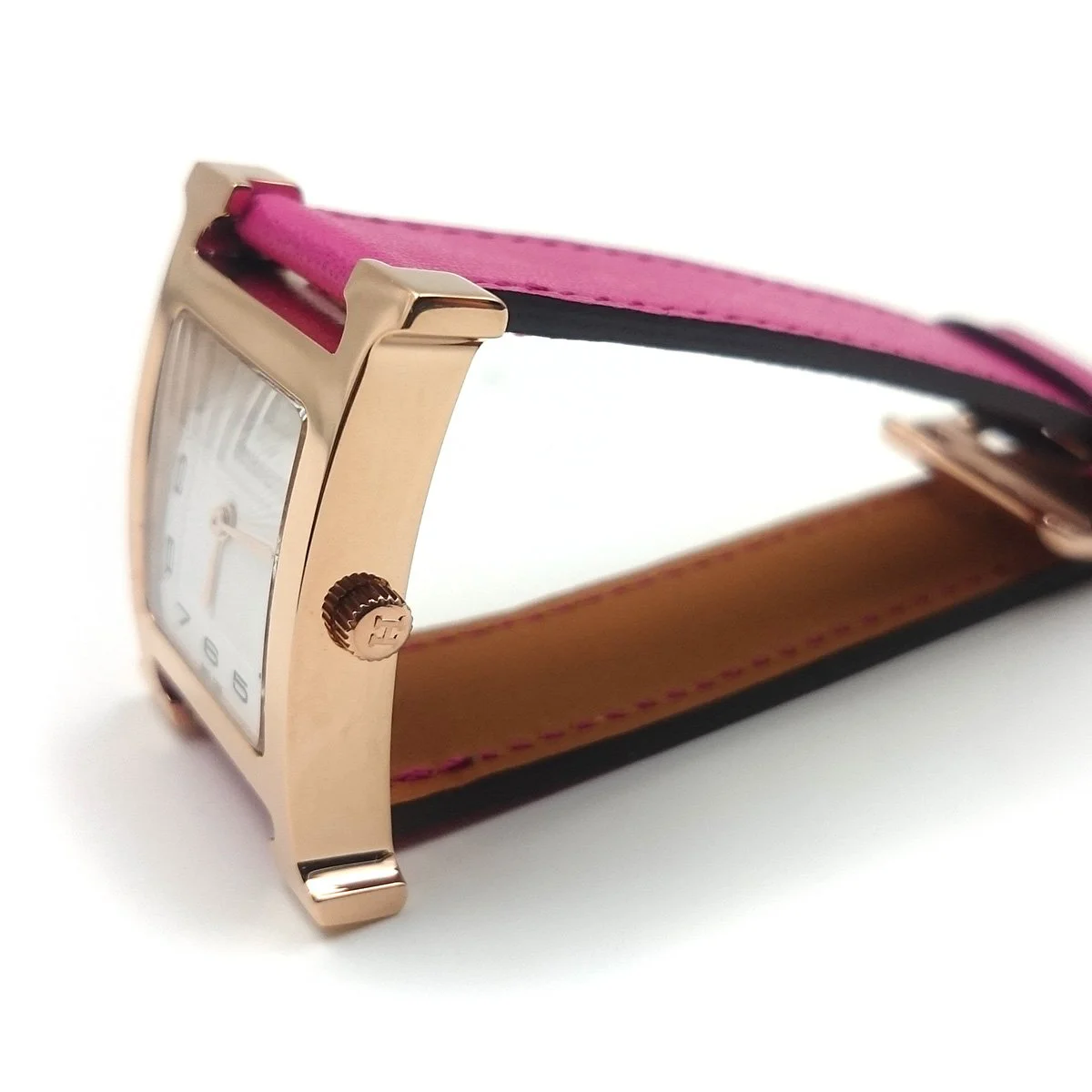 Heure H Rose Gold on Pink Fjord Leather Strap