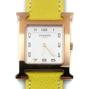 Heure H Rose Gold on Yellow Epsom Leather Strap