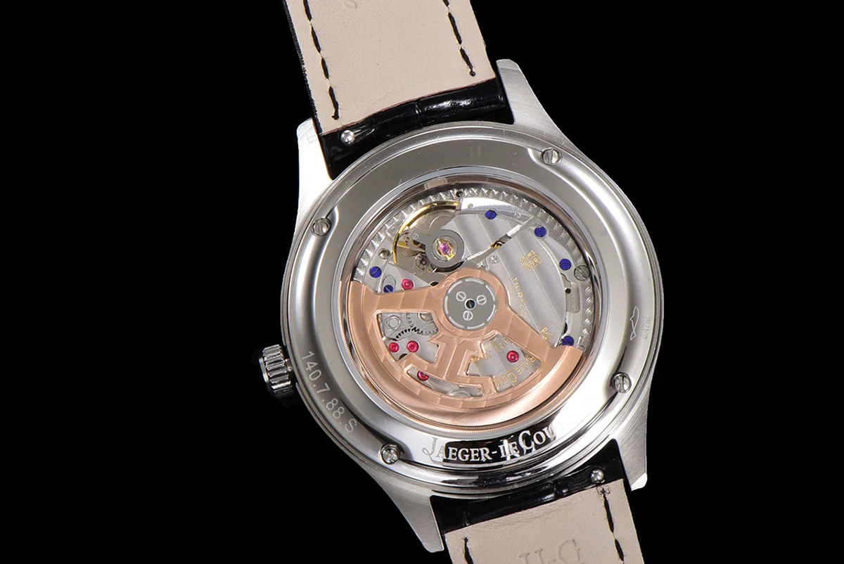 Master Calendar Silver Dial in Steel on Black Leather Strap