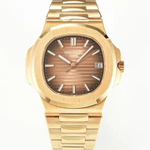 Nautilus 5711/1R-001 RG 3KF 1:1 Best Edition Brown Textured Dial on RG Bracelet Super Clone 26-330