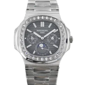 Nautilus 5740 Grey Dial with Diamond Bezel in Steel