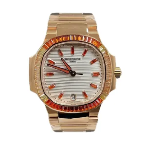 Nautilus 7118 White Dial with Diamond Markers in Rose Gold