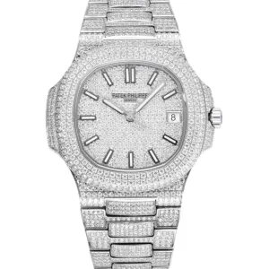 Nautilus Jumbo 5711 Diamond Dial with Diamond Bezel with Paved Diamonds in White Gold