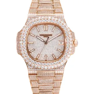 Nautilus Jumbo 5711 Diamond Dial with Diamond Bezel with Paved Diamonds in Rose Gold