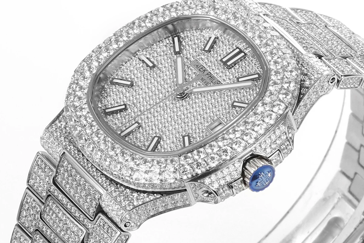 Nautilus Jumbo 5711 Diamond Dial with Diamond Bezel with Paved Diamonds in White Gold
