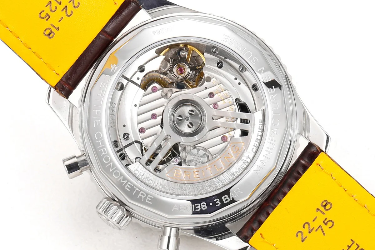 Navitimer B01 Chronograph 41 White Dial in Steel on Leather Strap Ref. AB0139211G1P1