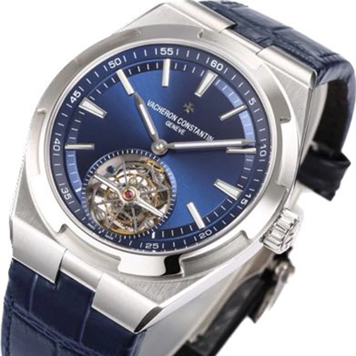 Overseas Tourbillion in Blue Leather Strap
