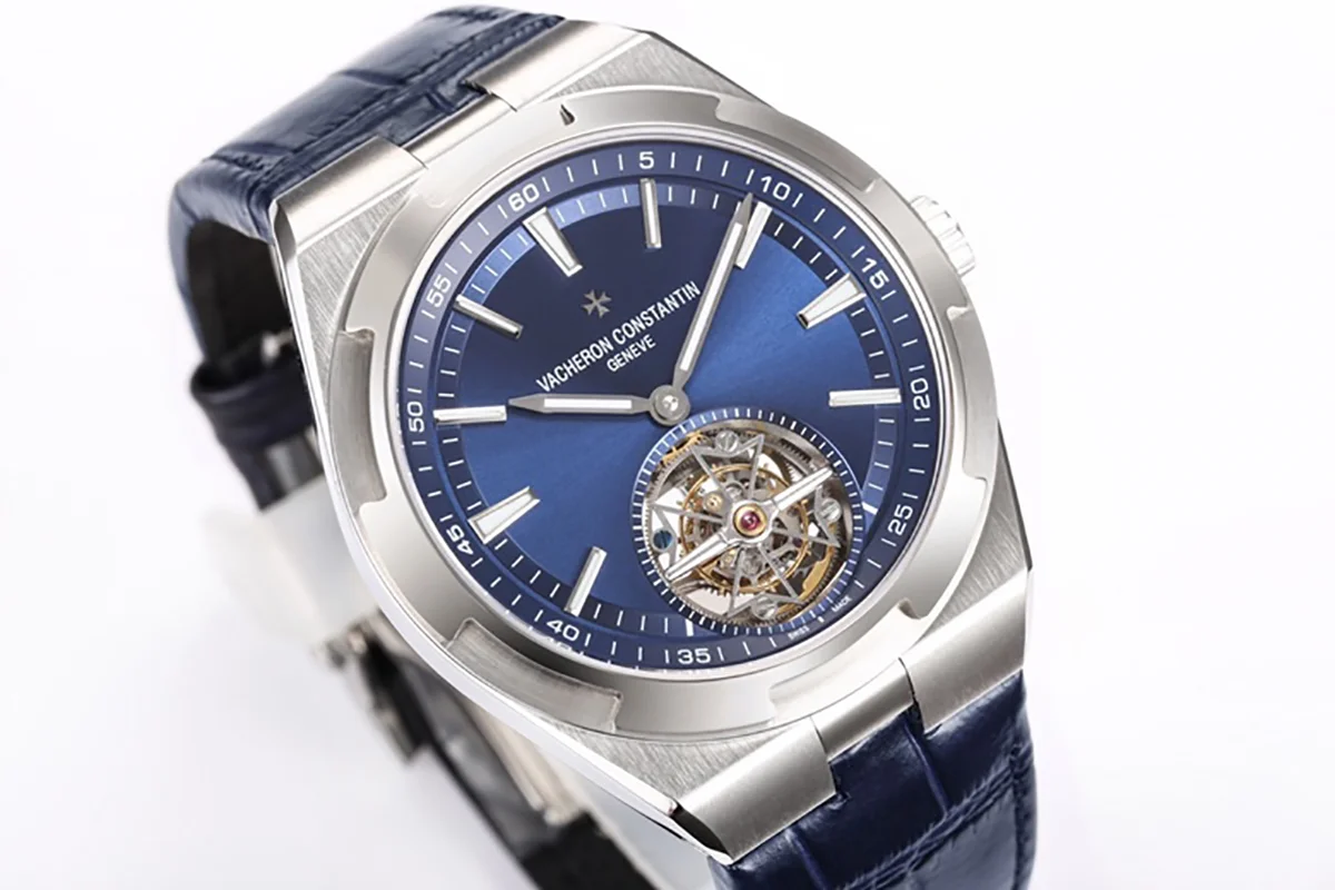 Overseas Tourbillion in Blue Leather Strap
