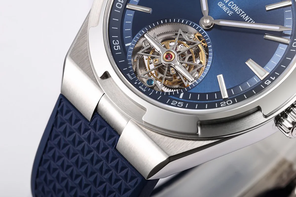 Overseas Tourbillion in Blue Rubber Strap