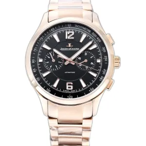Polaris Chronograph Black Dial in Rose Gold on Bracelet