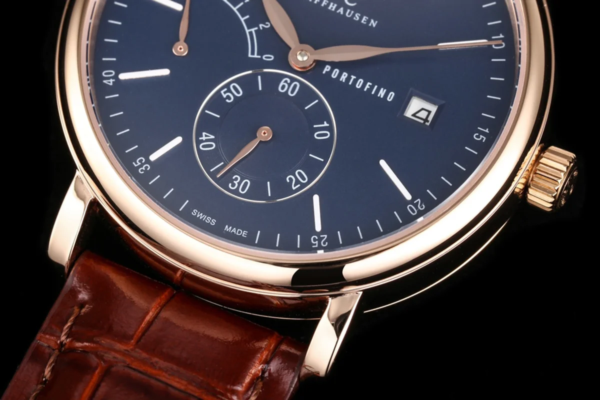 Portofino Hand Wound Moon Phrase IW516407 Blue Dial in Rose Gold