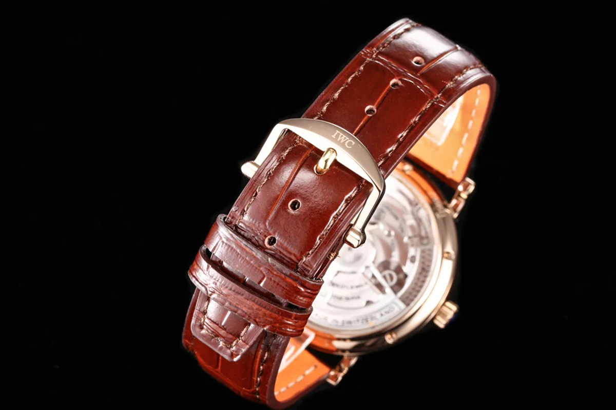 Portofino Hand Wound Moon Phrase IW516407 Blue Dial in Rose Gold