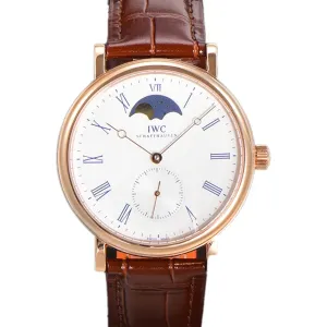 Portofino Hand Wound Moon Phrase IW5548 White Dial in Rose Gold