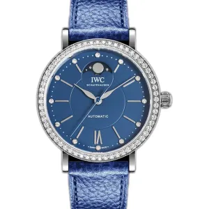 Portofino IW6596 Automatic Moon Phase 37 Blue Dial on Blue Leather Strap