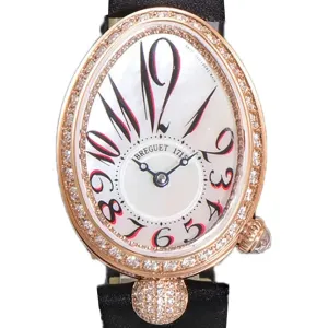 Reine de Naples in Rose Gold 8928BB Black Leather Strap
