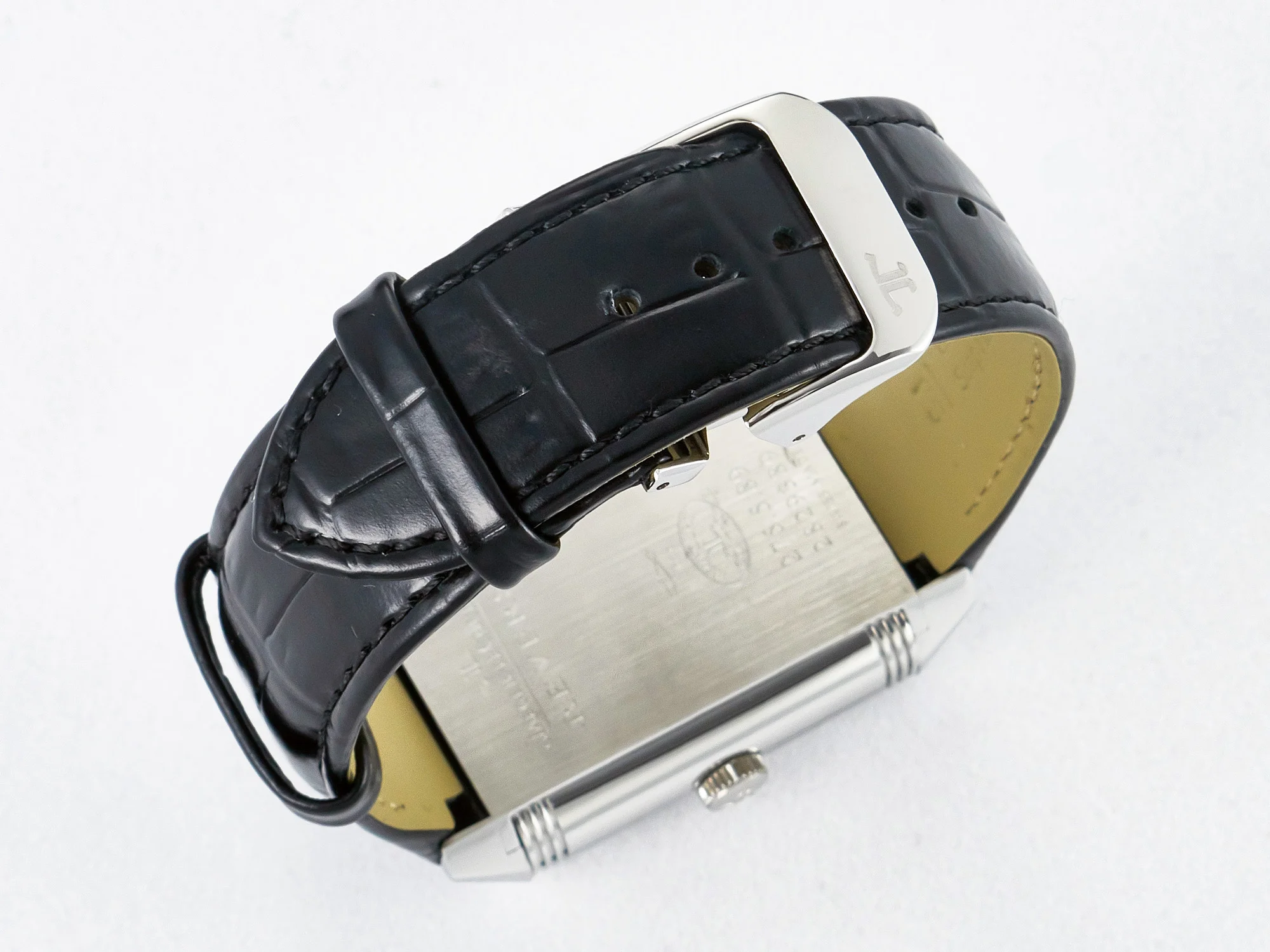 Reverso Classic Duoface Small Seconds SS MGF Best Edition White Guilloché Dial on Black Leather Strap A854A