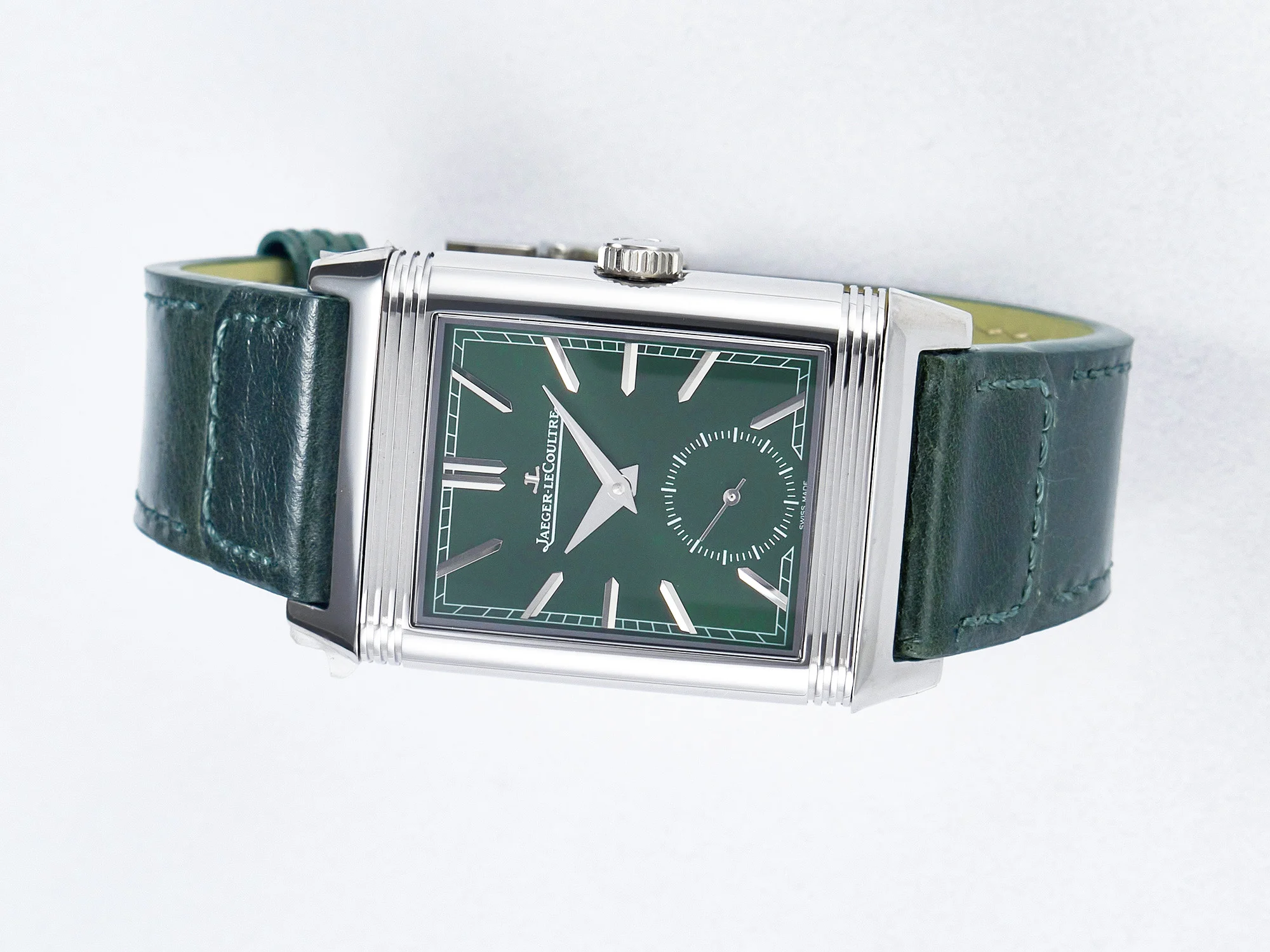 Reverso Classic Duoface Small Seconds SS MGF Best Edition White Textured Dial on Black Leather Strap A854A