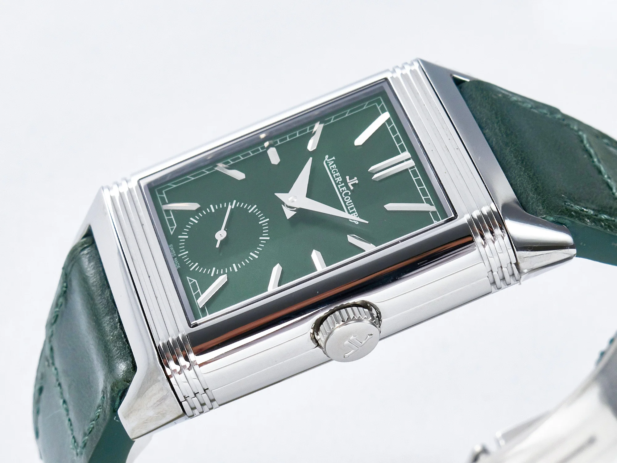 Reverso Classic Duoface Small Seconds SS MGF Best Edition White Textured Dial on Black Leather Strap A854A