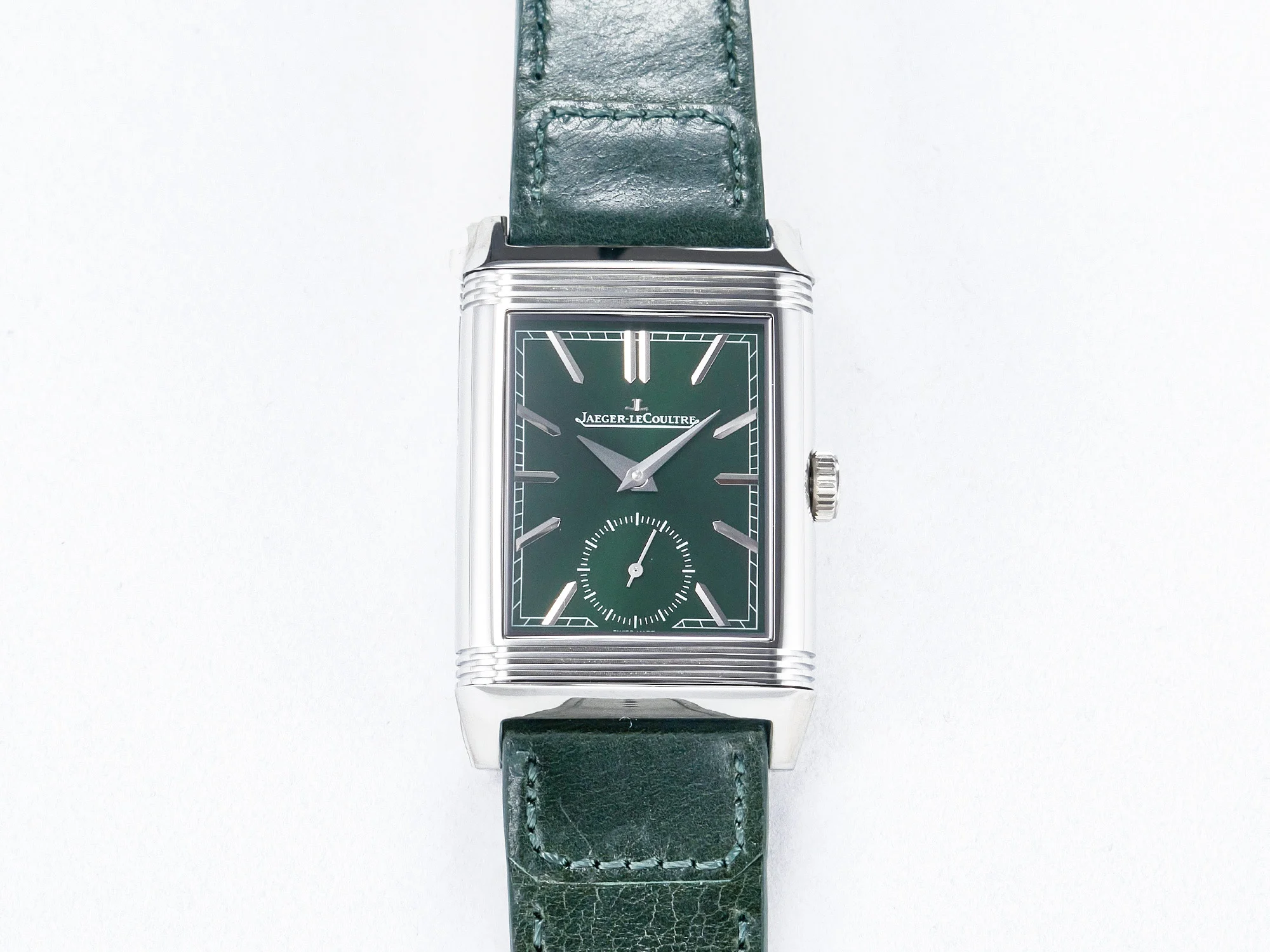 Reverso Classic Duoface Small Seconds SS MGF Best Edition White Textured Dial on Black Leather Strap A854A