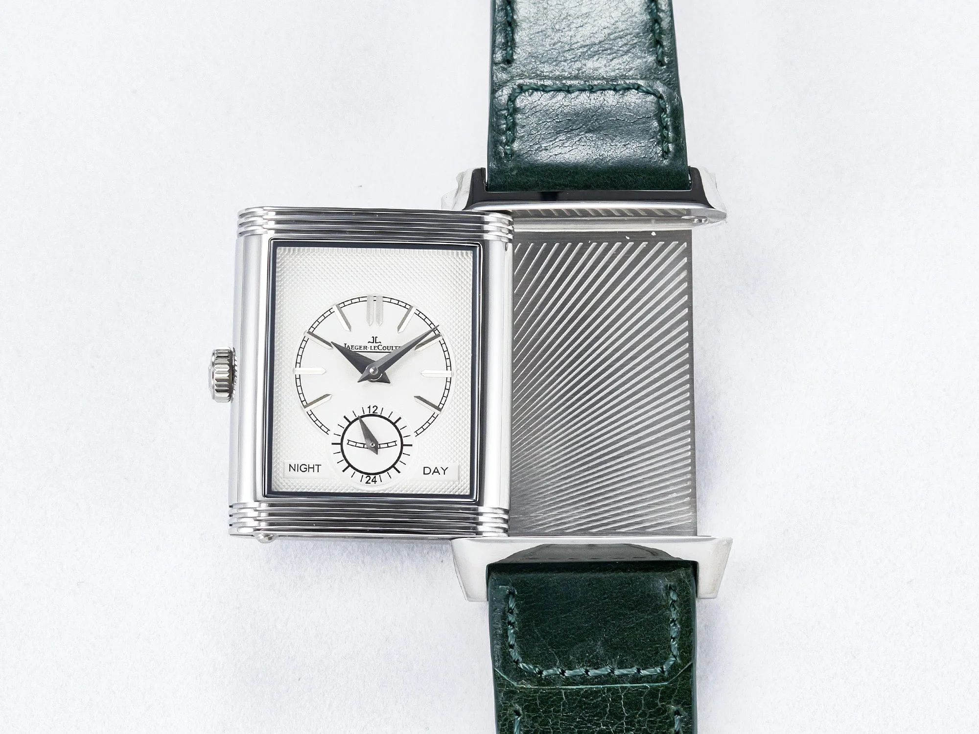 Reverso Classic Duoface Small Seconds SS MGF Best Edition White Textured Dial on Black Leather Strap A854A