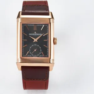 Reverso Tribute Duoface Small Seconds RG MGF Best Edition Black Dial on Red Leather Strap A854A