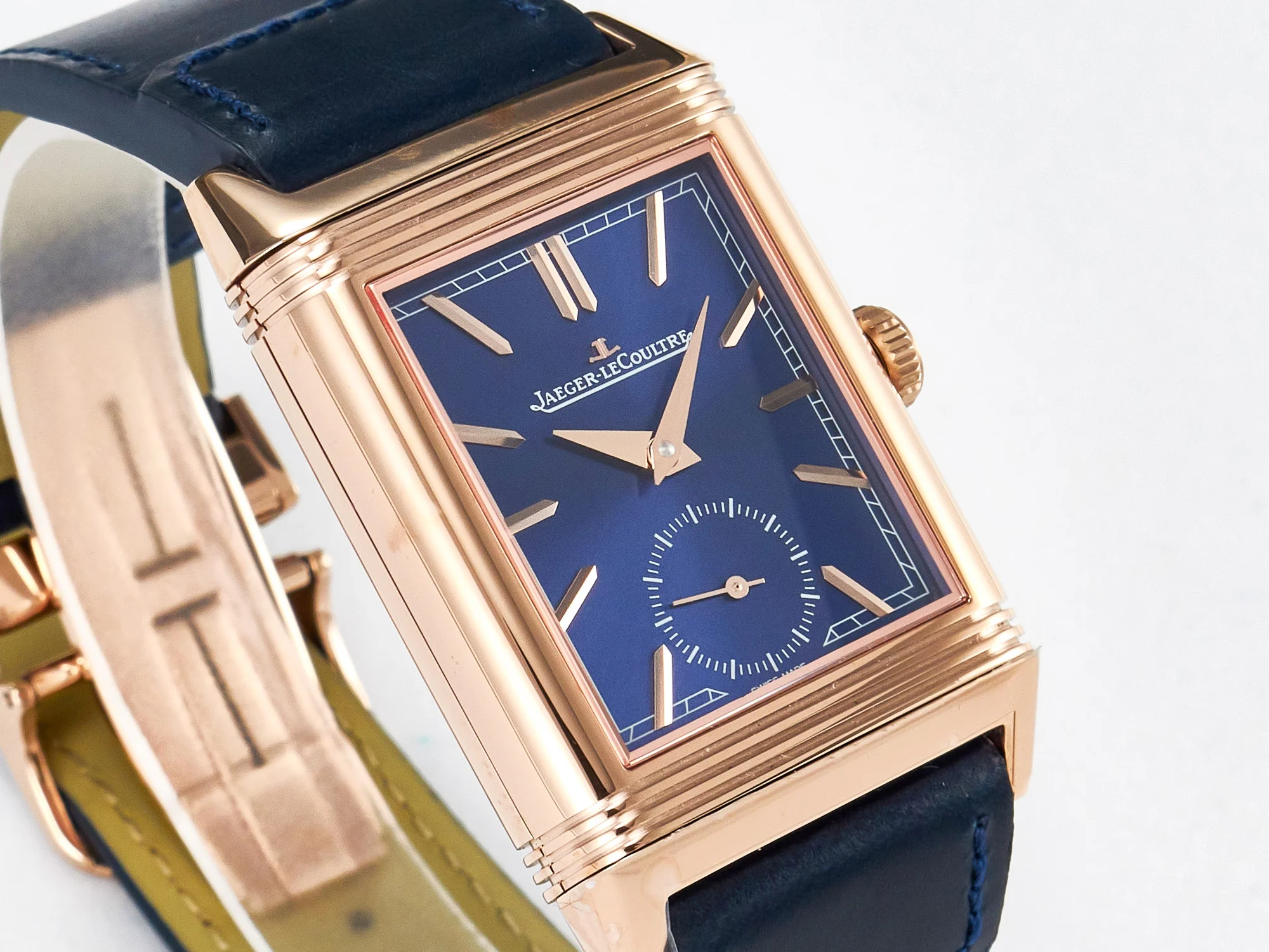 Reverso Tribute Duoface Small Seconds RG MGF Best Edition Blue Dial on Blue Leather Strap A854A
