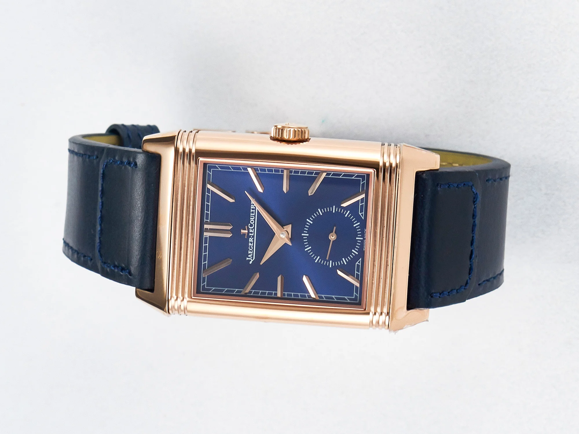 Reverso Tribute Duoface Small Seconds RG MGF Best Edition Blue Dial on Blue Leather Strap A854A