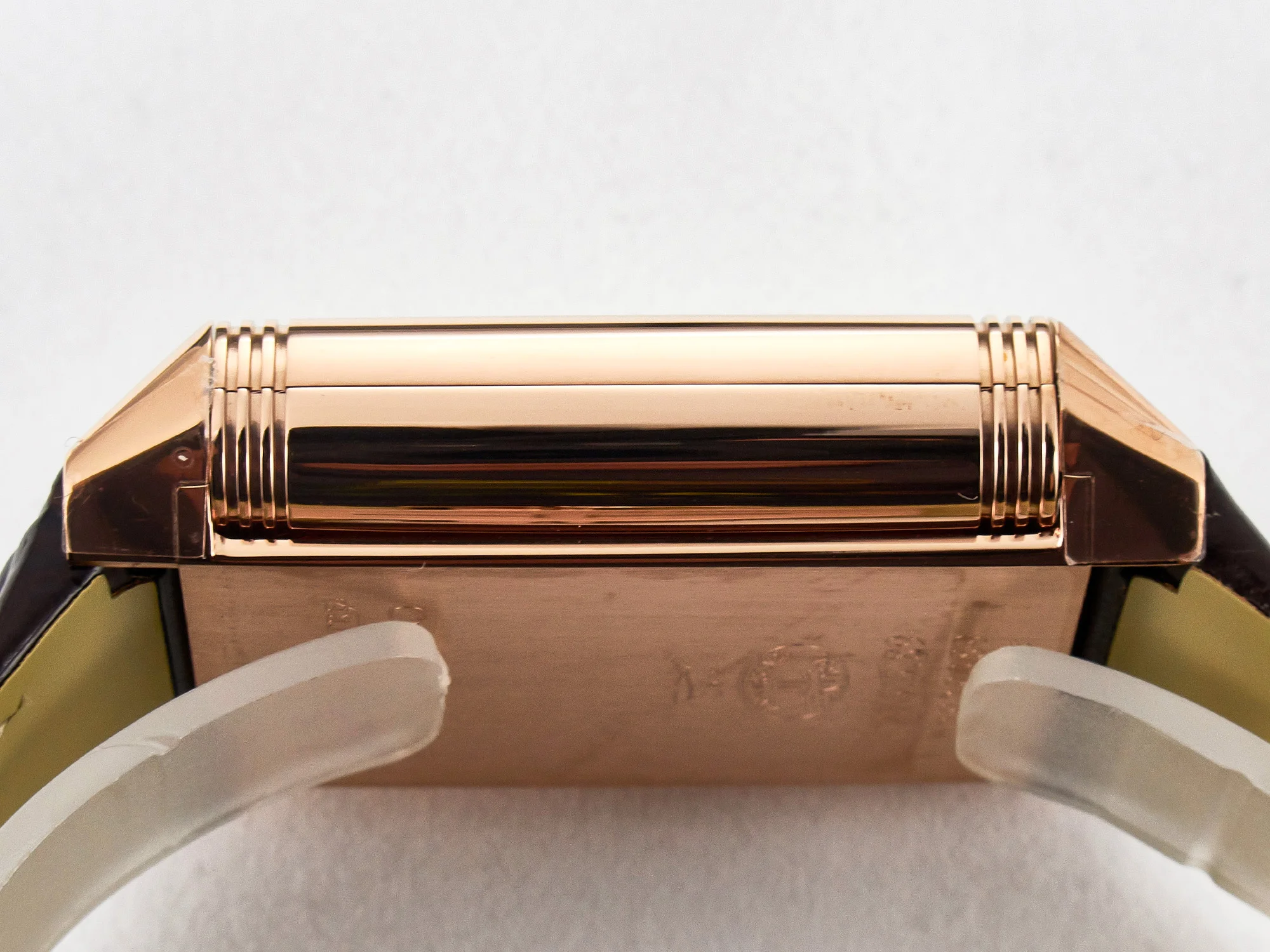 Reverso Tribute Duoface Small Seconds RG MGF Best Edition White Spray Paint Dial on Black Leather Strap A854A