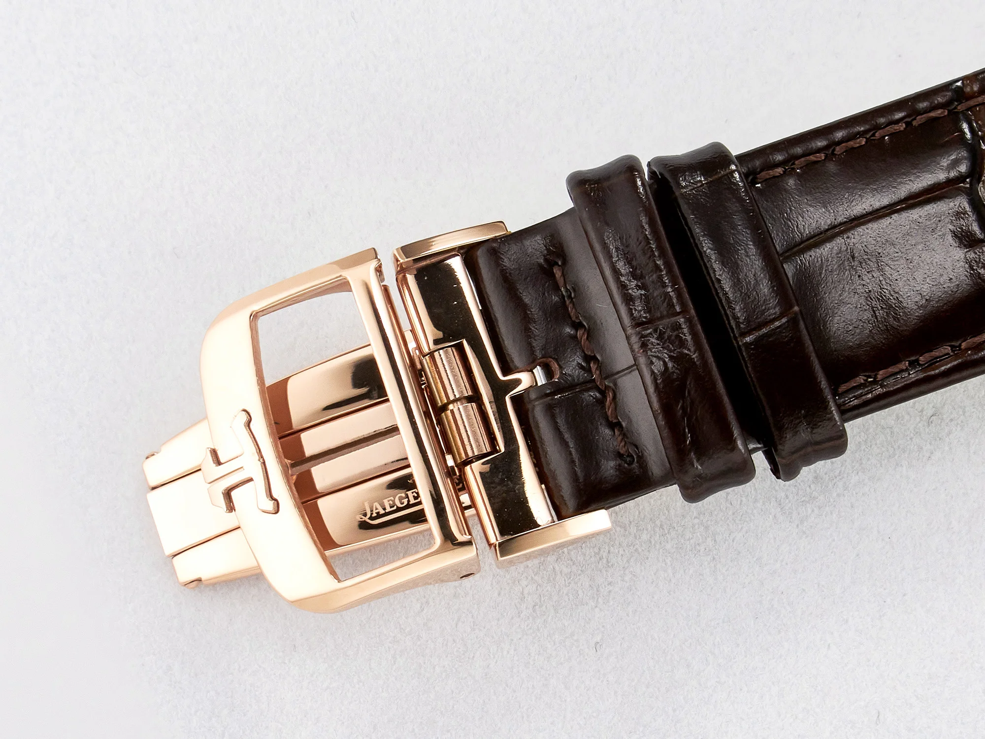 Reverso Tribute Duoface Small Seconds RG MGF Best Edition White Spray Paint Dial on Black Leather Strap A854A