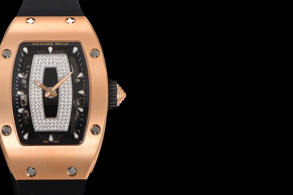 RM 007 Automatic Ladies in Rose Gold on Black Rubber Strap