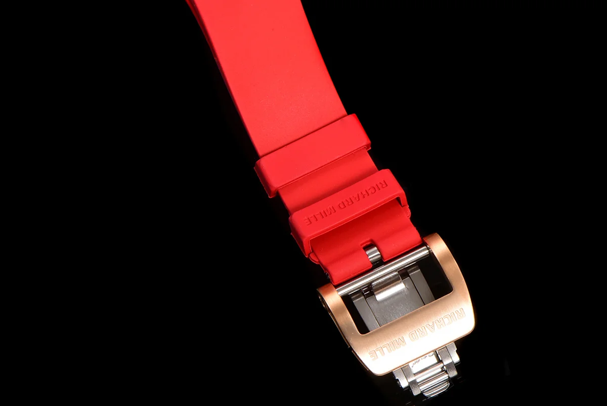 RM 007 Automatic Ladies in Rose Gold on Red Rubber Strap