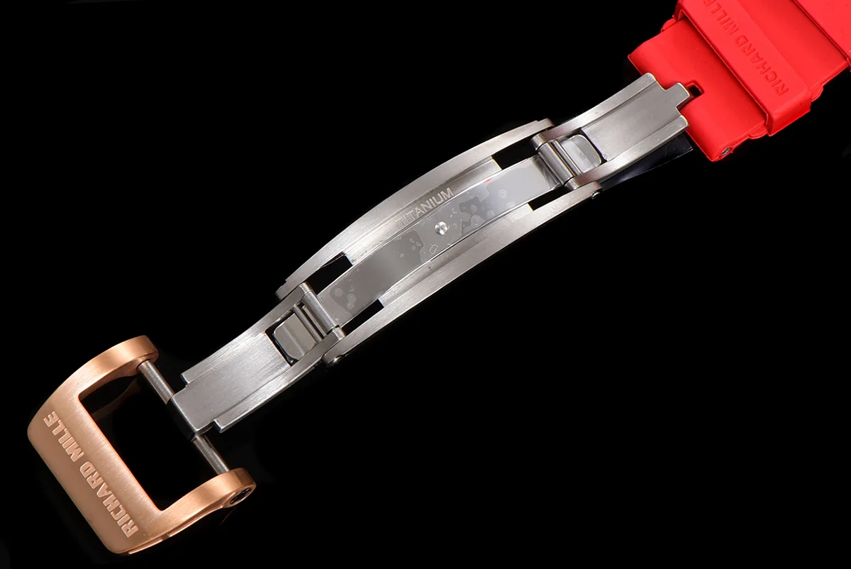 RM 007 Automatic Ladies in Rose Gold on Red Rubber Strap