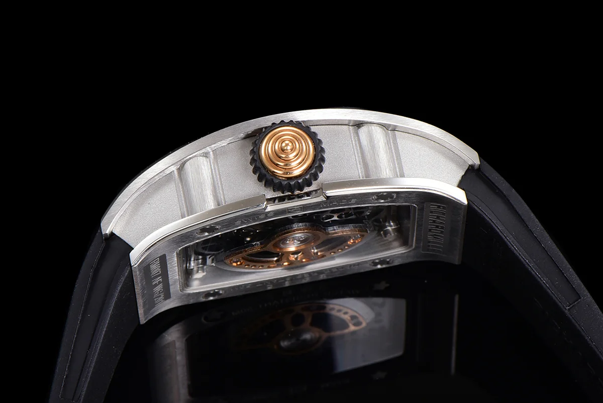 RM 007 Automatic Ladies in Steel on Black Rubber Strap