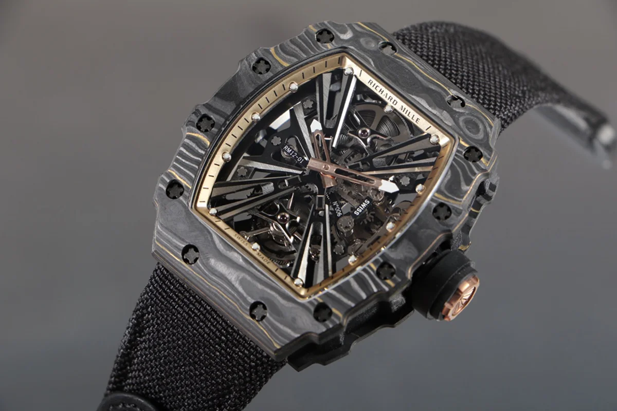 RM 012-01 Tourbillon NTPT Carbon on Black Nylon Strap
