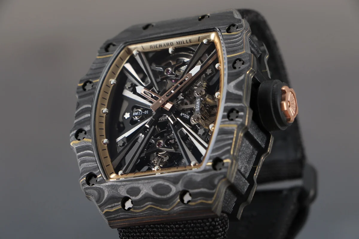 RM 012-01 Tourbillon NTPT Carbon on Black Nylon Strap